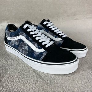 Vans Old Skool Wireframe Skull Mens Shoes Size 10 Black Blue Canvas NEW